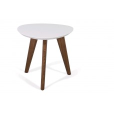 Mesa de apoio em madeira tampo lacado branco 0.55x0.55x0.51